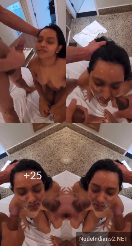 Desi Girlfriend Riya Patel Receives Cumshot from Two Guys Post-Intimacy