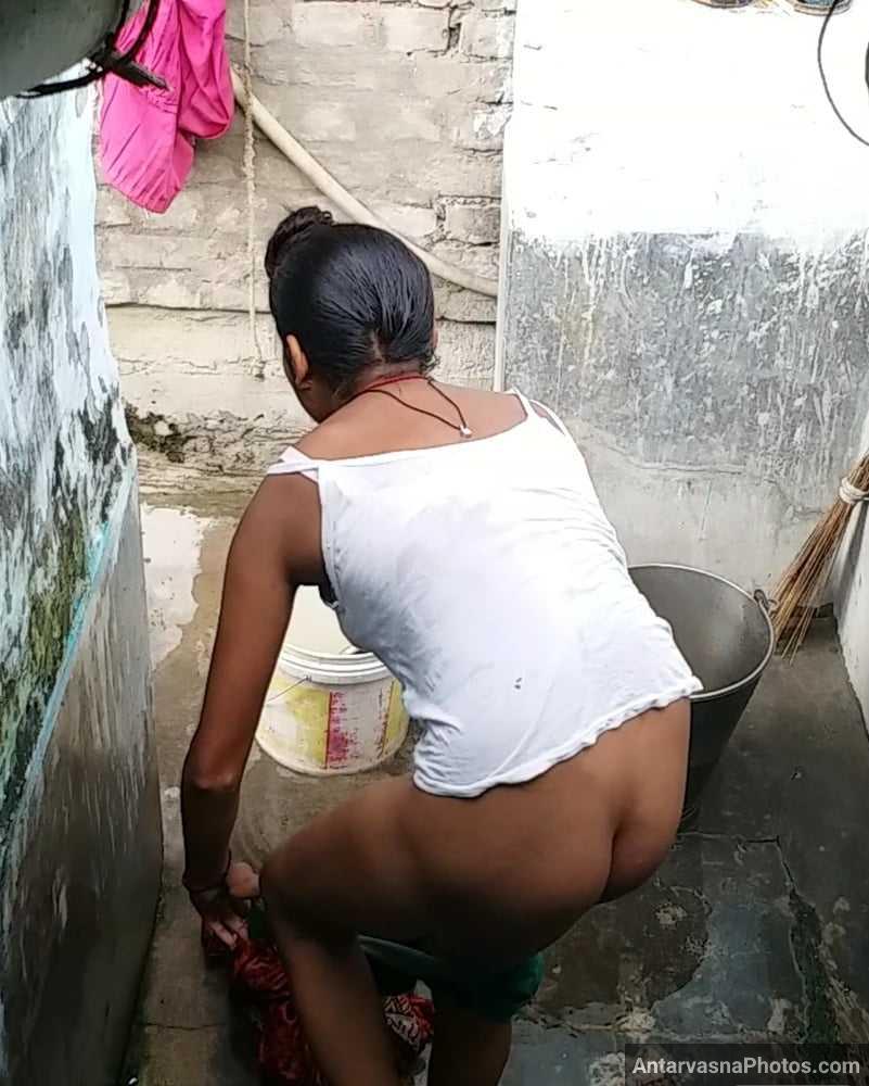 Intimate captures of rural woman bathing