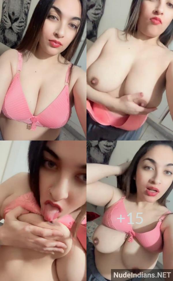 Pakistani Muslim girl reveals ample chest post pink bra removal
